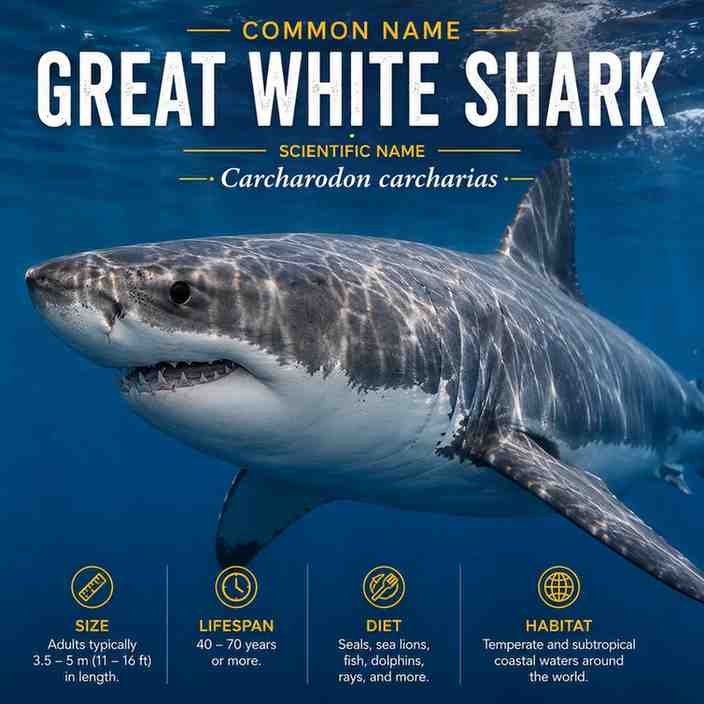 Great White Shark Scientific Name, Size, Diet, and Habitat
