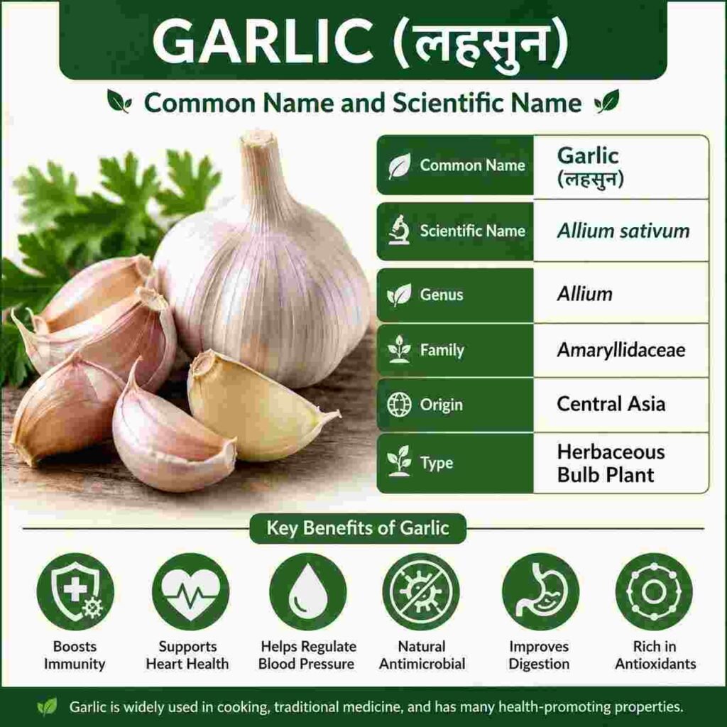 Garlic Scientific Name, Genus, Uses, Benefits, and Types