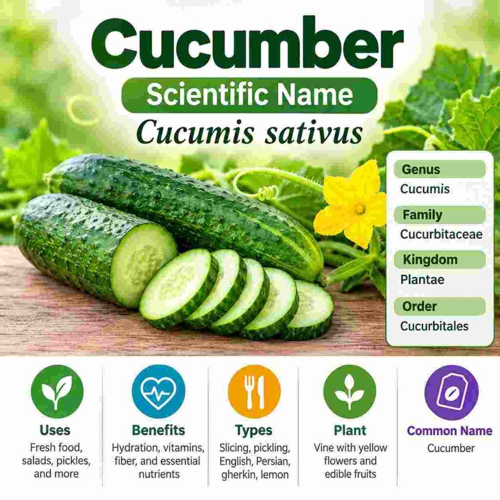 Cucumber Scientific Name, Genus, Uses, Benefits, and Types