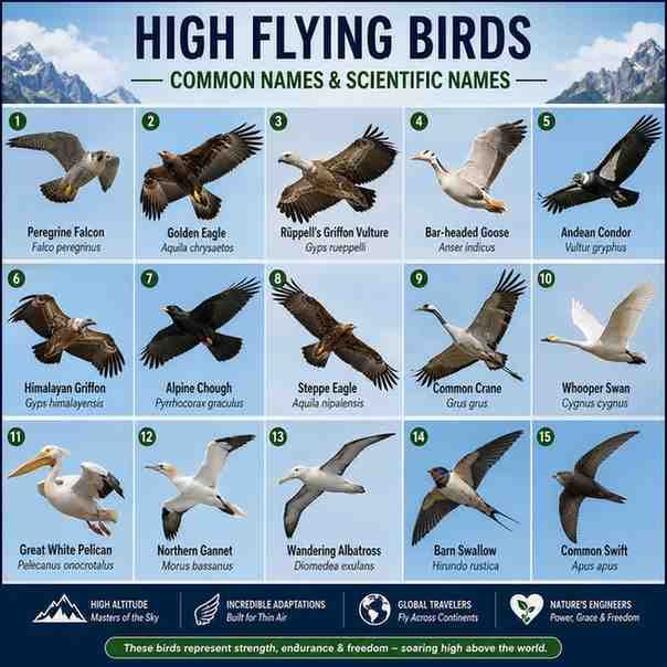 Top 150 High Flying Birds Scientific Name List