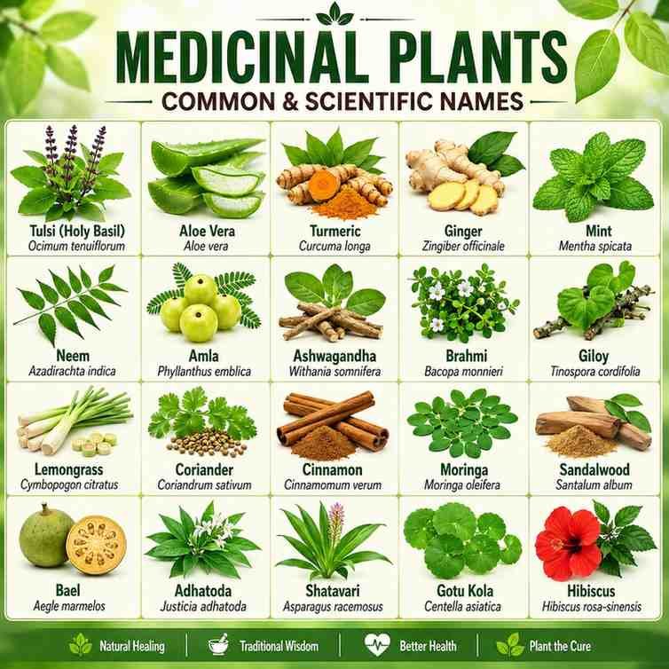 100 Medicinal Plants Scientific Names List and Common Uses